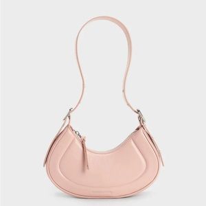 Charle & Keith Petra Curved Shoulder Bag - Pink